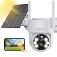 CAMCAMP Caméra de Surveillance Wifi Sans Fil 4MP Bluetooth Extérieur Energie Solaire Panoramique 360°