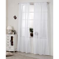 Rideaux Voilages Blancs à Oeillets - Lot De 2 - 140x240cm | Semi-Transparents Pour Chambre & Salon