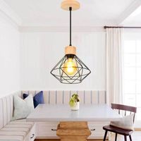 Lustre Suspension Industriel Vintage En Fer E27 Abat-Jour En Forme Diamant 25cm Lampe De Plafond Pour Chambre Porche Couloir Or Rose 91976932