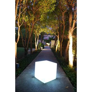 LAMPION Cube lumineux tabouret filaire pour extérieur LED - LUMISKY - Carry W40 - Blanc - 10W - Hauteur 40cm