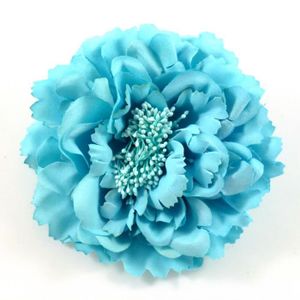 Broche Ancienne Fantaisie Fleur Bleue En Pierres - 3,5 Cm - Bijou Vintage