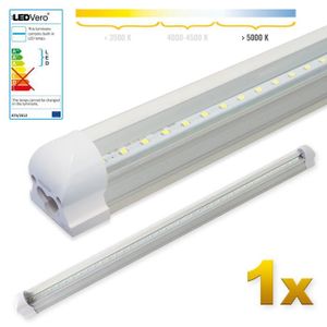 LEDVero 2x SMD r/églettes lumineuses LED en blanc froid T8 G13 tube couvercle laiteux 120 cm 1800lumen- pr/êt pour linstallation 18 W