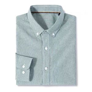 CHEMISE - CHEMISETTE Chemise Homme Slim Fit Col Revers Pur Coton Manches Longues ​Casual Rayures