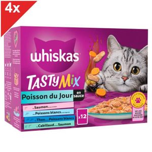 WHISKAS 24 Boîtes en gelée aux poissons pâtée pour chat 390g (6x4)