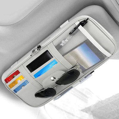 Porte-mouchoirs Cartisen Pour Pare-soleil Auto - Cuir Synthétique Beige - Fixation Siège Arrière