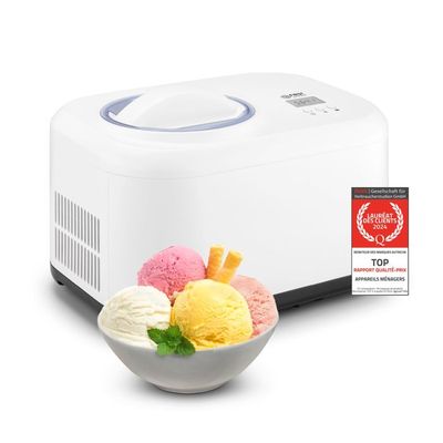 Machine à Glace First Austria 1,5L - Compresseur, Cuve Inox Amovible, 4 Programmes, LCD