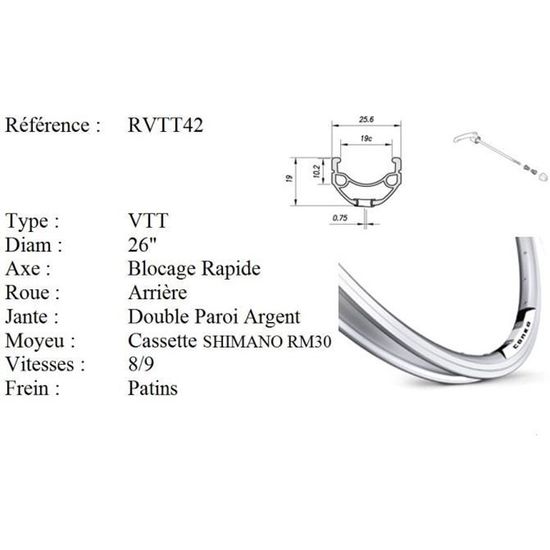 Roue arriere vtt 26 pouces 8 vitesses outlet