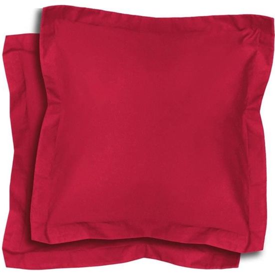 2 Taies d'oreiller 63x63 - 100% coton 57 fils - Rouge