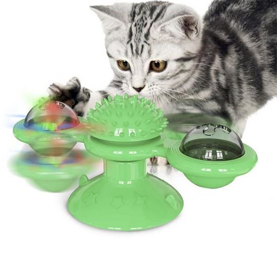Cocopar jouet pour chat moulin à vent jouet tourbillonnant  pour chat drôle jouet pour chat scratching tickle vert