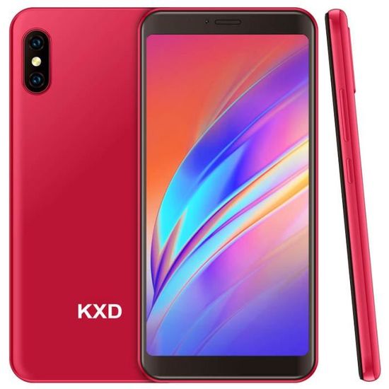 Smartphone 4G KXD 6C Téléphone portable moins cher 5.5" Ecran 16Go ROM 2500mAh Face ID Rouge
