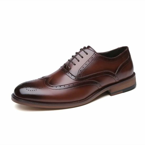 Chaussures Richelieu Brogue Vintage Homme - Cuir Marron - UK 8 EU 42