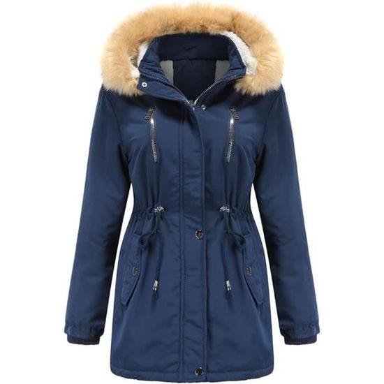 Manteau Femme D'hiver Avec Capuche Fausse Fourrure - Parka épais, Doublure Polaire, Zippé