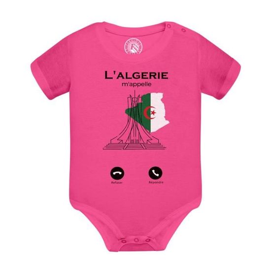 Body Bébé Manches Courtes « Viva L’Algérie » – 100% Coton – Vêtement Patriotique Pour Bébé