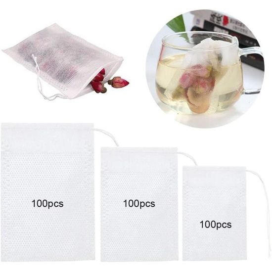 Sachets à Thé Vides Avec Cordon - Lot De 100 - 7x9 Cm - Pour Thé, Café, Épices Et Infusions Maison