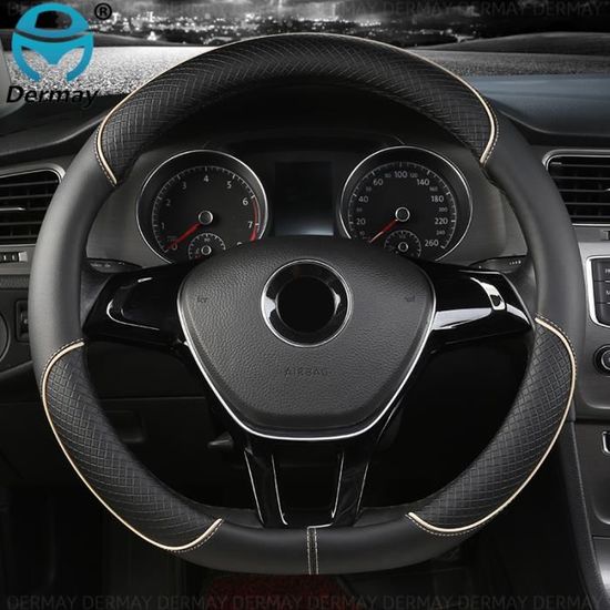 Couvre-Volant Cuir Artificiel Pour Fiat Ducato 2006-2019 - Noir Ligne Élégante