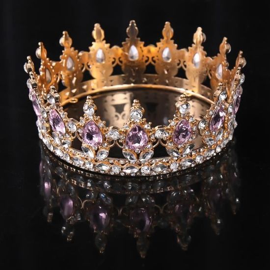 Diadème Couronne En Cristal Pour Femme - Style Baroque Vintage, Strass Étincelants, Or Rose