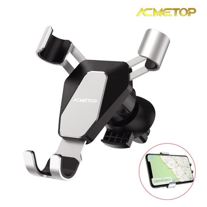 Support Téléphone Voiture Gravité à Grille Aération Universel iPhone Samsung Huawei Note, Fixation Téléphone (pour 4.3 à 6.1 Pouces)
