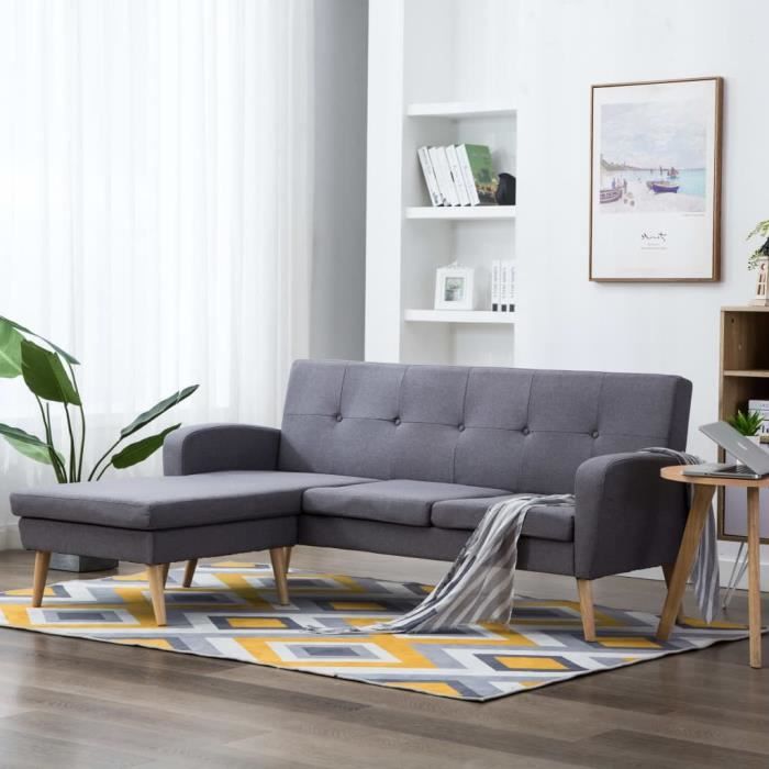 Canapé d'angle Revêtement en tissu 186x136x79 cm Gris clair YULINSHOP