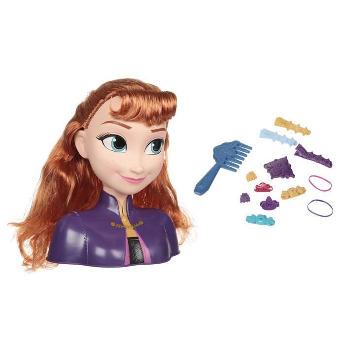 DISNEY FROZEN - Tête à coiffer Princesse Anna - La Reine des Neiges II - Avec accessoires - 20 cm- P