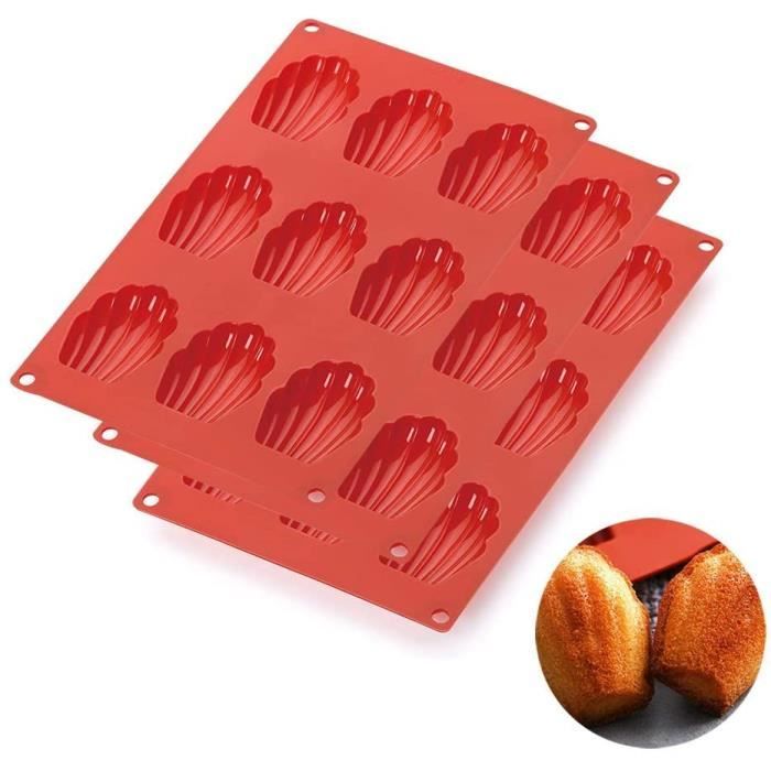 Lot de 3 moules à madeleines en silicone à 9 trous pour gâteau, gelée, pudding, mousse, pâtisserie, bricolage, sans BPA