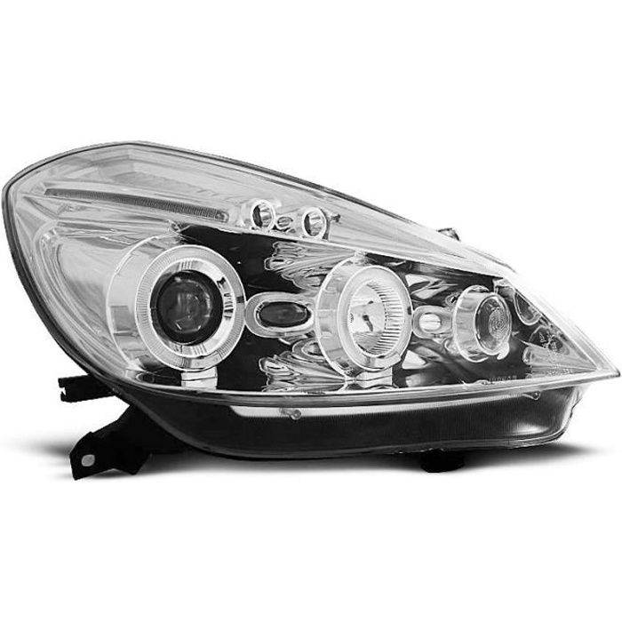 Paire de feux phares Renault Clio 3 05-09 angel eyes chrome (E27)