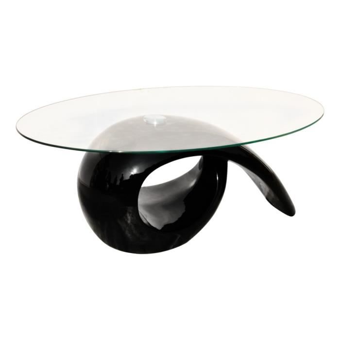 Magnifique Table basse brillante noire avec plateau en verre