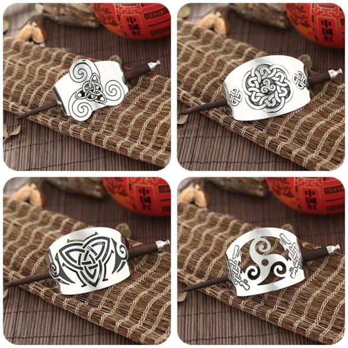 Rétro nordique Viking amulette cheveux bâton Celtics noeud Runes cheveux toboggan métal wyove Dr - Modèle: SM2051-12 - MIZBFSB07099
