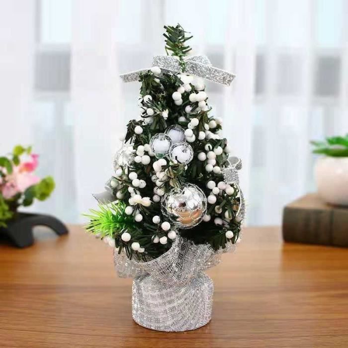 Mini sapin de noël artificiel de table - Avec nœud de ruban et boules de noël, ornements décoratifs pour - Type: S-20cm -FE4013A