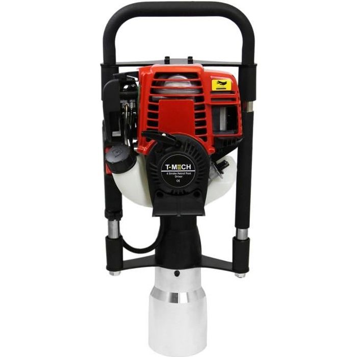 T-Mech Enfonce Pieux Moteur Pilon à Poteau Essence à 4 Temps de 1.0KW - 37.7CC avec accessoire de 120mm