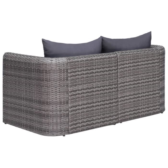 Haute qualité Canapés d'angle de jardin 2 pcs - Sofa Divan Canapé Confortable Banquette de jardin Gris Résine tressée *310197