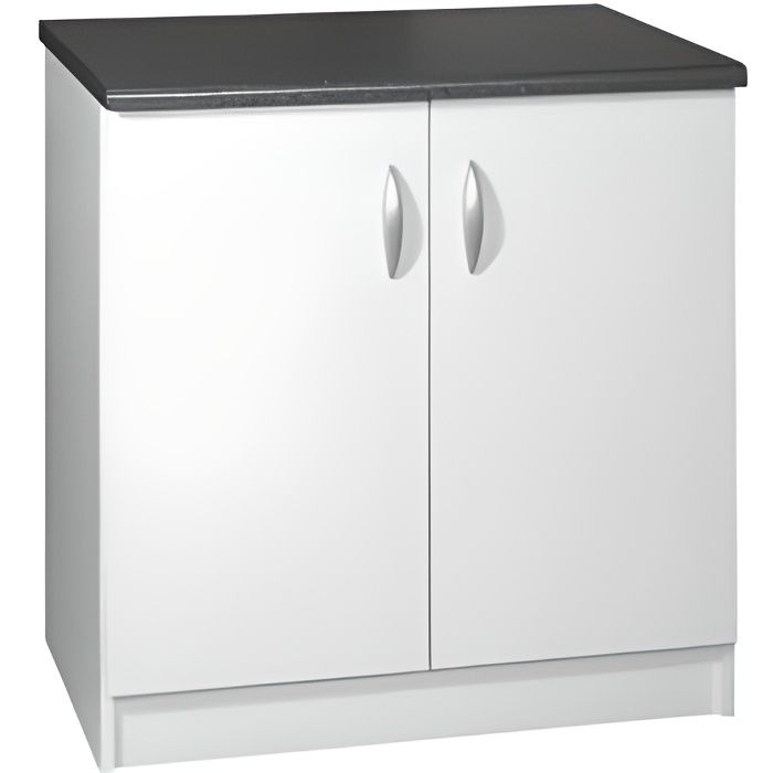 Meuble cuisine bas 80 cm 2 portes OXANE blanc