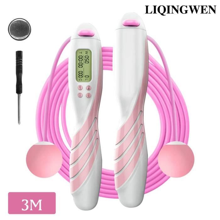 Cordes à Sauter, Corde de Vitesse Digital Corde à Sauter Réglable Compteur de Calories Jump Rope avec Poignées Ergonomiques Lourdes
