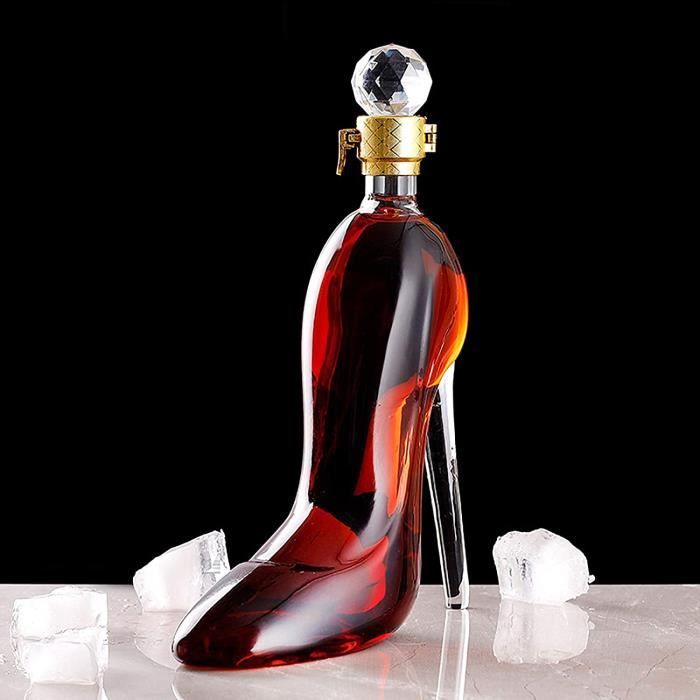 Decanter Carafe agrave Whisky En Forme De Talons Hauts, Verre Coffret Vin En Cristal 350 - 750ml, Personnalise Bouteille Wiskies Cr