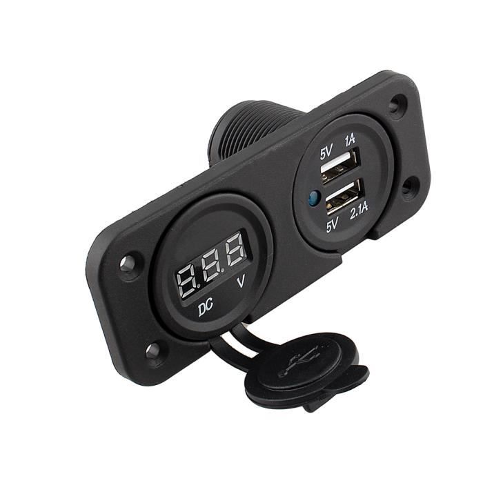 GOTOTOP Chargeur de prise USB Voltmètre DC numérique LED double 2 chargeur de port USB pour bateau de voiture Marine