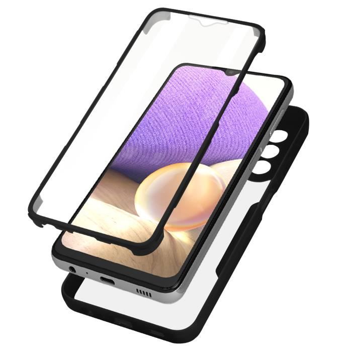 Coque Samsung A32 5G Dos Plexiglas Avant Polymère Antichoc Contour noir Noir