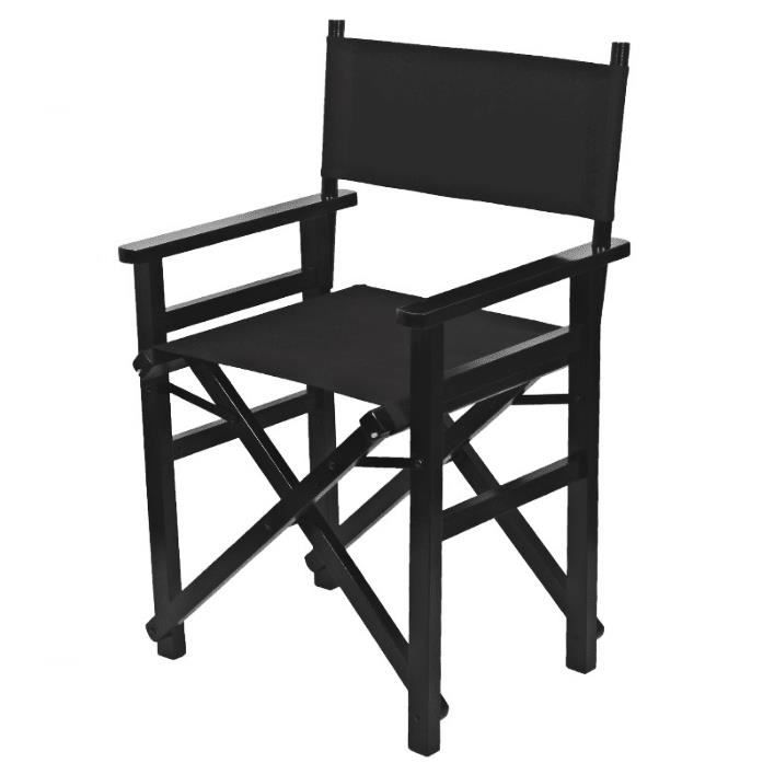 Chaise de Directeur Chaise de camping fauteuil pliante en Bois pour Jardin/Terrasse/Balcon - Noir