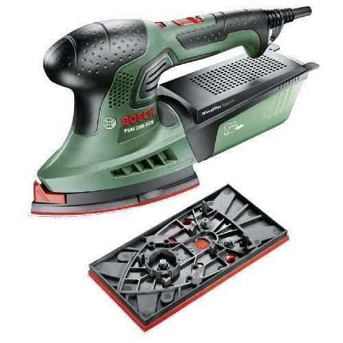 Bosch Ponceuse multifonction PSM 200 AES avec surfaces de ponçage interchangeables et système micro filtre 06033B6000