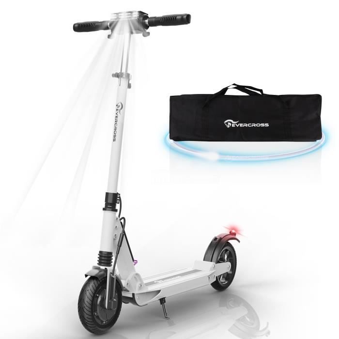 Trottinette Electrique Pliable Evercross Blanc 8” Écran LCD Batterie 7.5Ah Moteur 350W Avec Sac