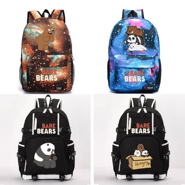 We Bare Bears Cartoon schoolbag Sac à bandoulière pour homme Sacoche pour ordinateur portable bookbag orange