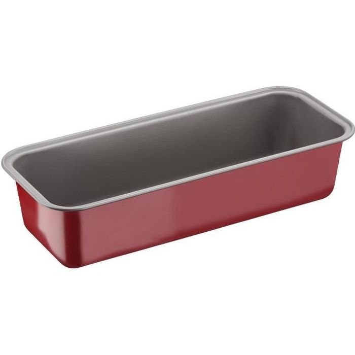 TEFAL Moule à cake Delibake en acier - Ø 30 cm - Rouge et gris