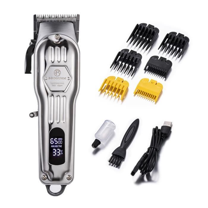 Tondeuse Cheveux et barbe Professionnelle Homme sans fil avec 8 Sabots de couleur et Ecran LCD Rechargeable coffret cadeau homme