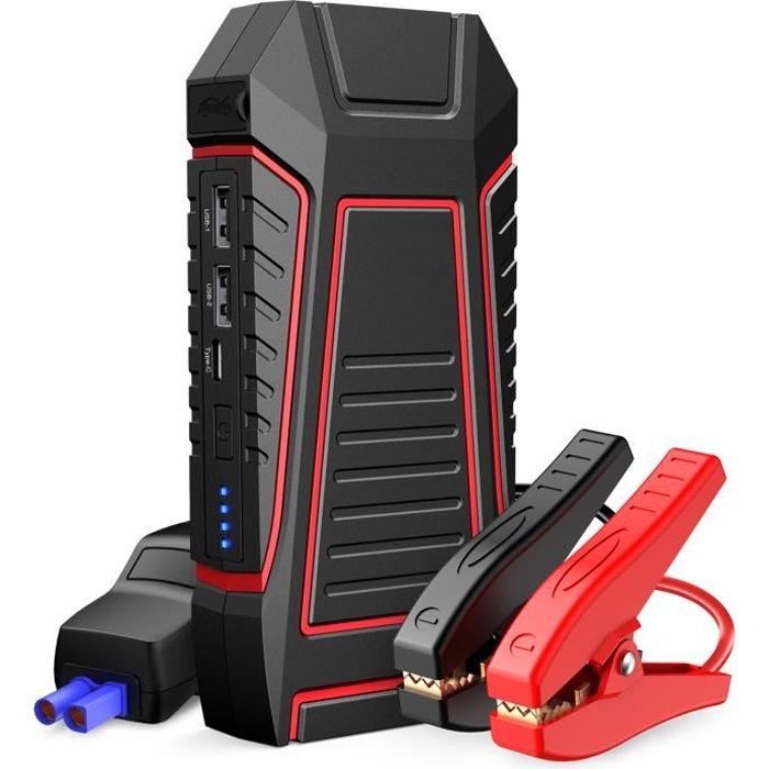 Booster Batterie 600A Peak 12000mAh jump starter Démarreurs de batterie de voiture avec lampe de poche LED Pinces intelligentes