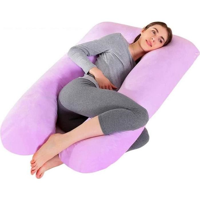 Oreiller, Coussin de maternité, Coussin de Grossesse, Coussin en Forme de U pour Femmes Enceintes - Soutien Abdominal Complet