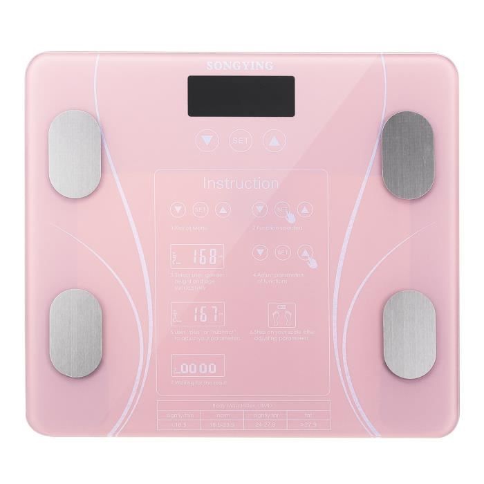 TEMPSA Pèse-Personne Body Composition Scale balance électronique LCD Digital 180KG rose
