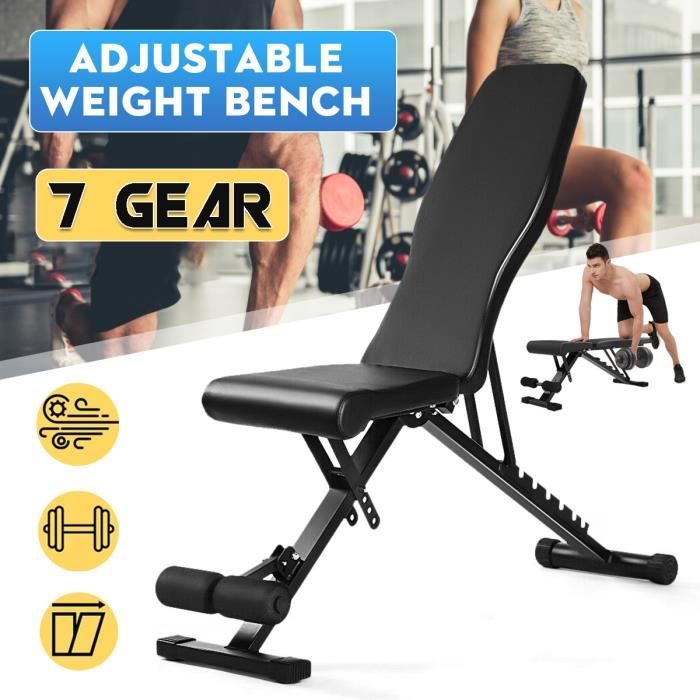 Banc de Musculation Multifonction Pliable Abdominaux d'entraînement Dossier Dorsaux Réglable Pliable Inclinable - 107x32x90cm