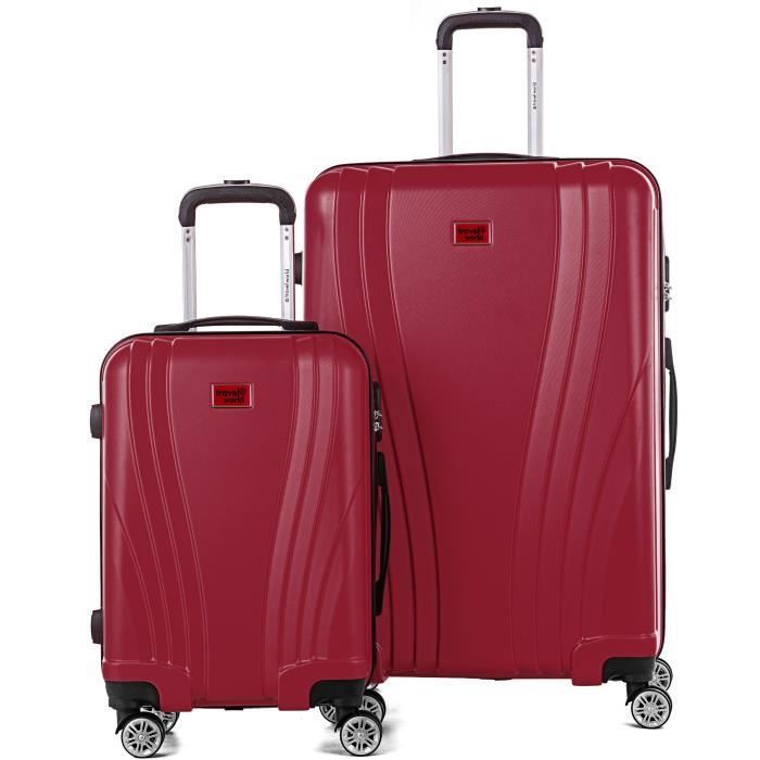 TRAVEL WORLD Ensemble de 2 Valises 50/80cm avec 4 roues Rouge Foncé