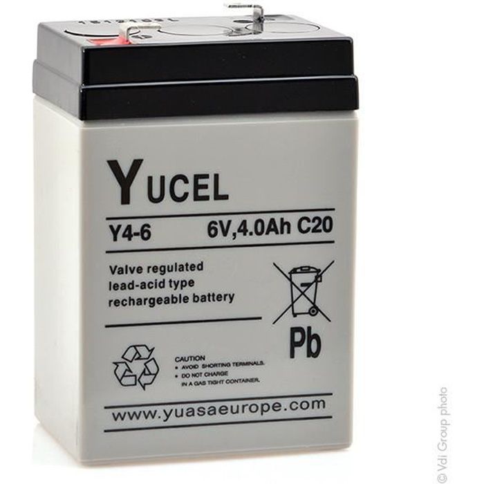 Batterie plomb AGM Y4-6 6V 4Ah YUCEL - Unité(s)