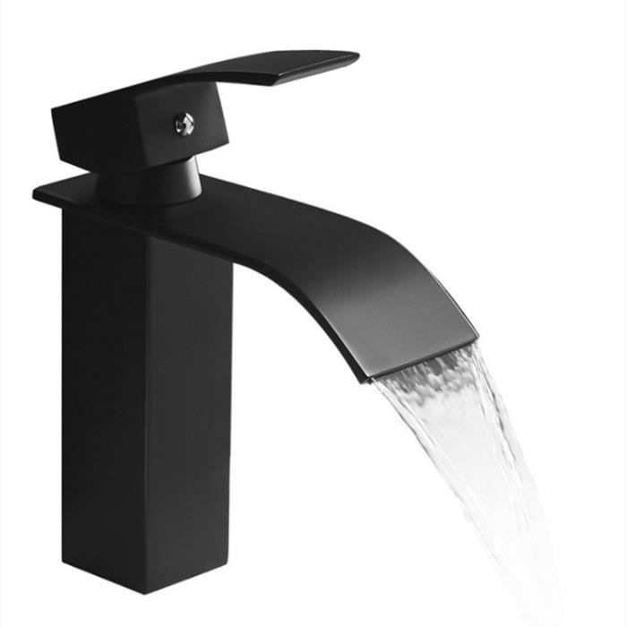 Robinet salle bain Grop casca noir mat à double poignée | Homary
