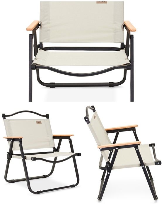 Chaise de camping pliante - Cadre en acier - Accoudoirs en bois - Polyester 600D - 2 3 kg - 110 kg max Chaise de camping pliante - Cadre en acier - Accoudoirs en bois - Polyester 600D - 2 3 kg - 110 kg max