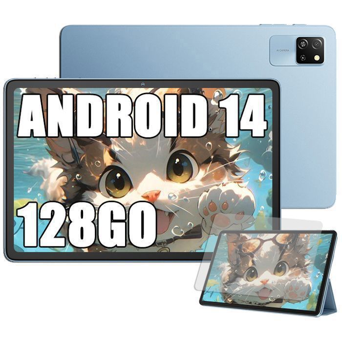 Blackview Tab 60 WiFi Tablette Tactile 10.1 HD+ IPS Android 14 WiFi 6Bluetooth 5.312Go+128Go/SD 1 To 5100mAh WPS Mode PC – Bleu